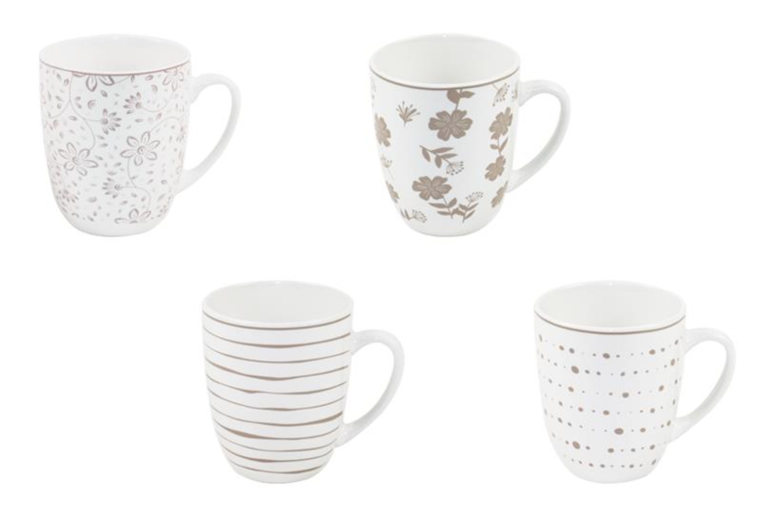 Купити Набір чашок Ardesto Ravenna 4 шт. 360 мл біло-бежевий (AR1336RS) - Фото 1 Набір чашок Ardesto Ravenna 4 шт. 360 мл біло-бежевий (AR1336RS) - Фото 1