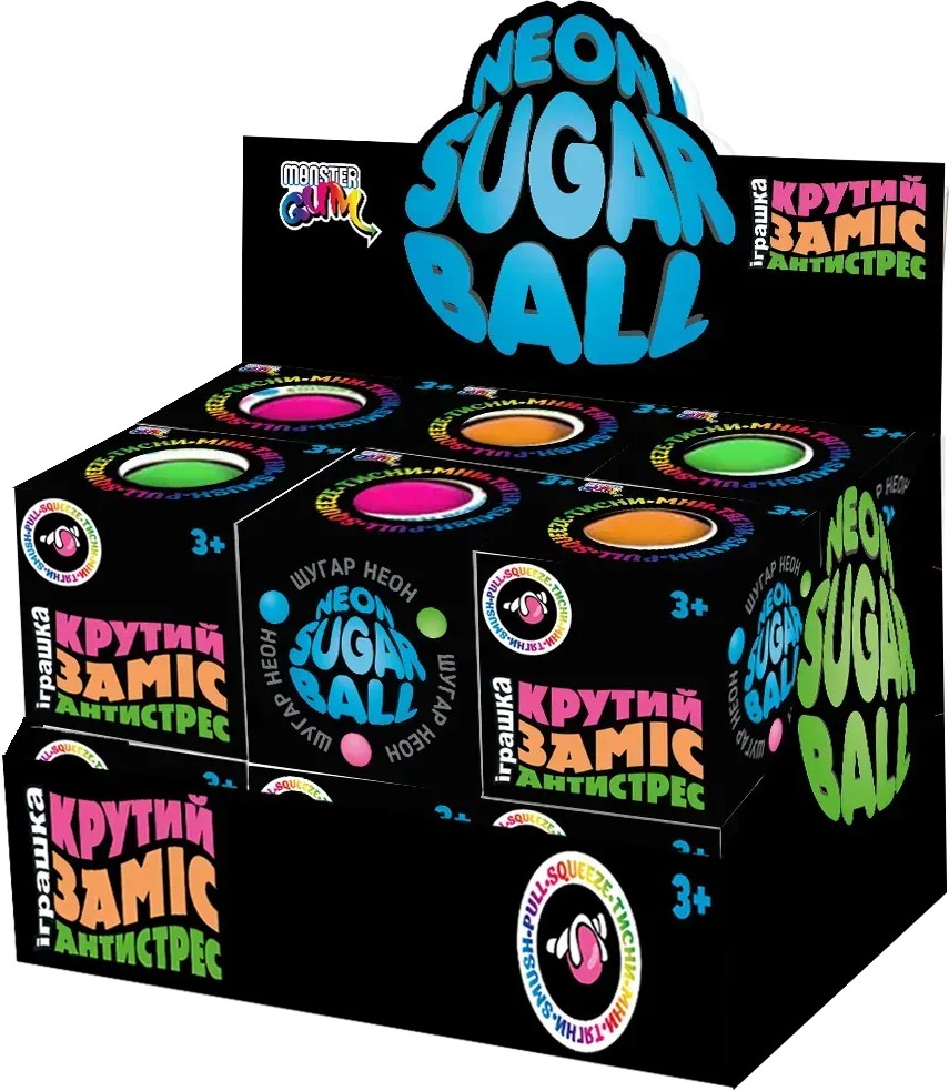 Стретч-антистрес Monster Gum Крутий заміс - Шугар Неон 7 см (38675) - Фото 1