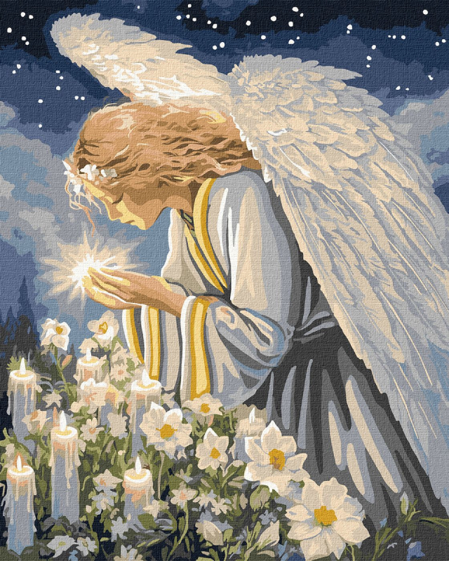 Купити Картина за номерами Ideyka Молитва янгола з фарбами металiк 40х50 см (KHO8528) - Фото 1 Картина за номерами Ideyka Молитва янгола з фарбами металiк 40х50 см (KHO8528) - Фото 1