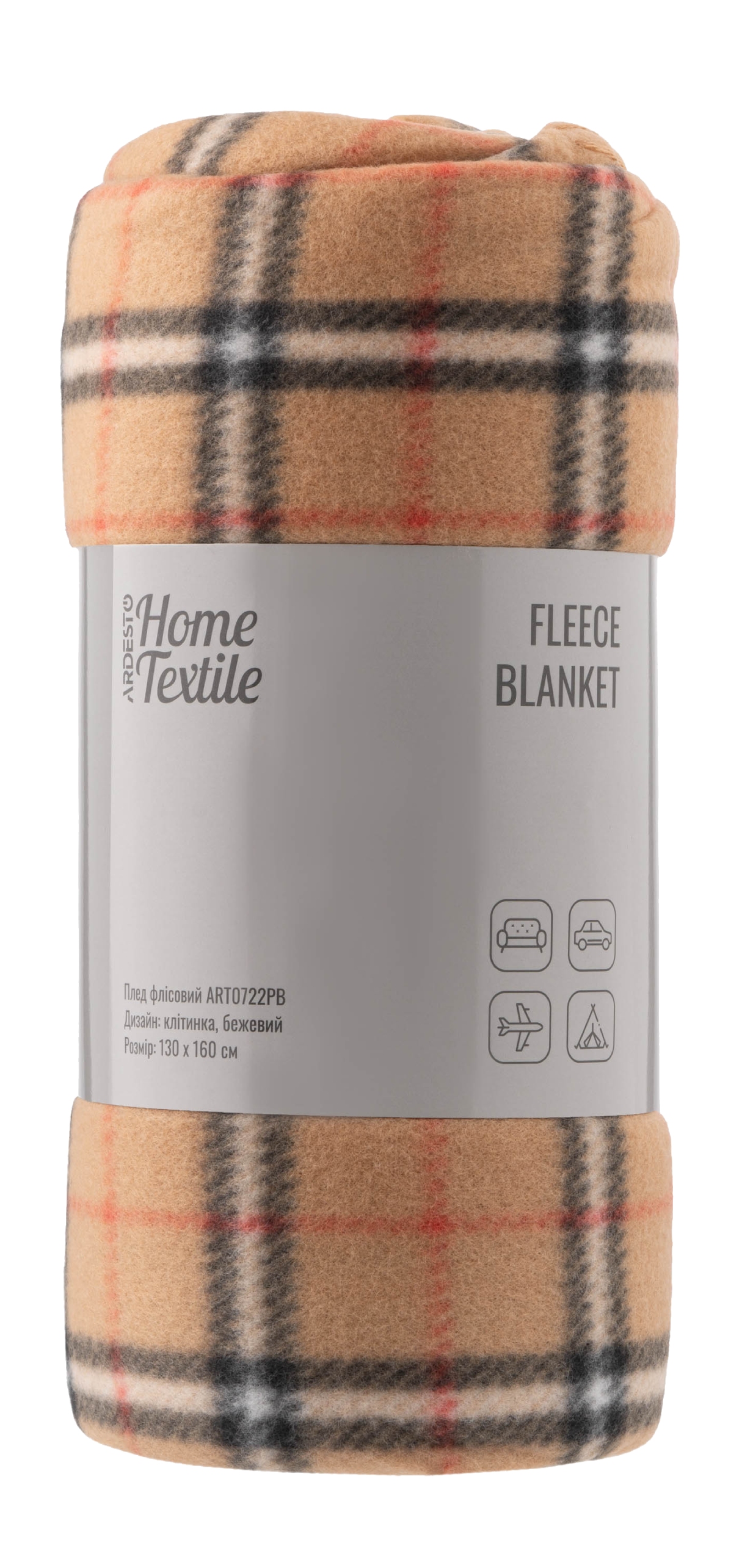 Купить Плед односпальный Ardesto Fleece 130x160 см клетка, бежевый (ART0722PB) - Фото 1 Плед односпальный Ardesto Fleece 130x160 см клетка, бежевый (ART0722PB) - Фото 1