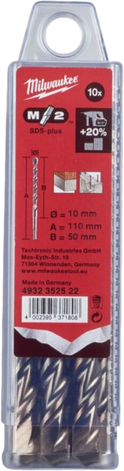 Бур Milwaukee SDS-PLUS M2 0,0х110х50 мм 10 шт. (4932352522) - Фото 1