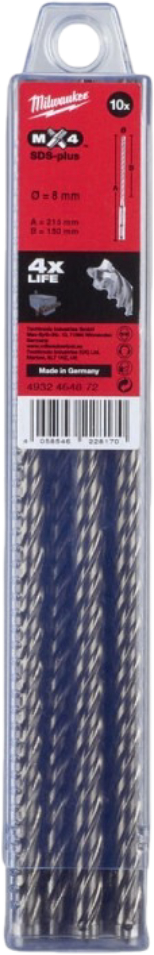 Бур Milwaukee SDS-PLUS MX4 8,0х215х150мм 10 шт. (4932464872) - Фото 1