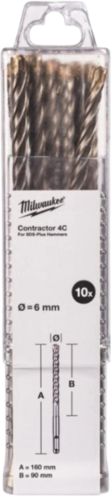 Бур Milwaukee SDS-PLUS 4C Contractor O8х160 мм 10 шт. (4932498880) - Фото 1