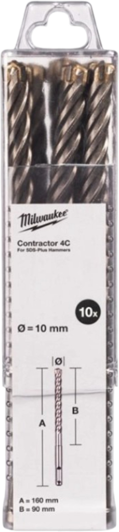 Бур Milwaukee SDS-PLUS 4C Contractor 10х160х90 мм 10 шт. (4932498887) - Фото 1