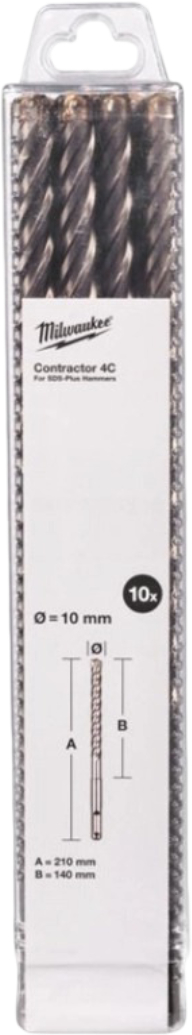 Бур Milwaukee SDS-PLUS 4C Contractor 10х210х140 мм 10 шт. (4932498889) - Фото 1