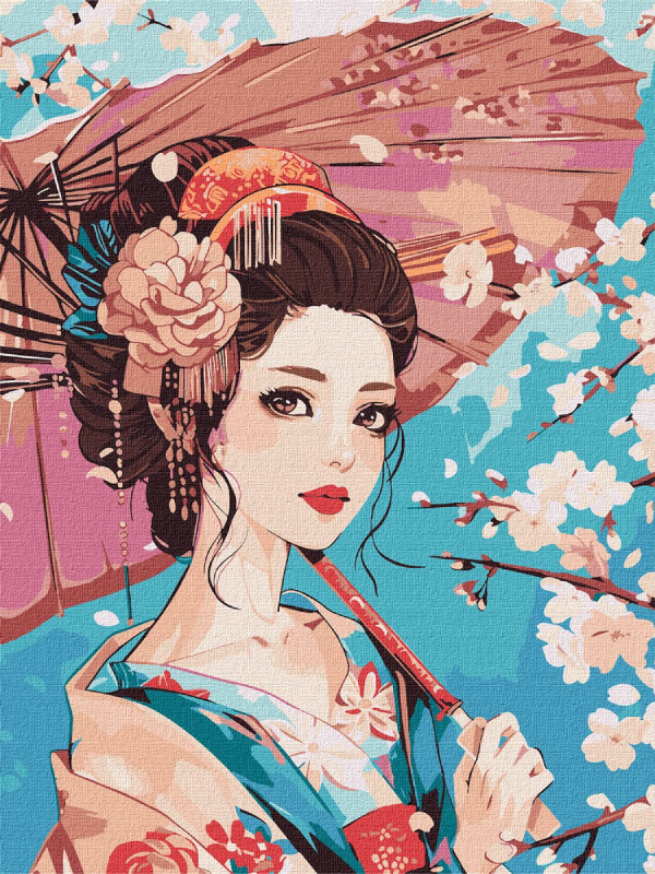 Картина по номерам Ideyka Японская красотка 30х40 см (KHO8465) - Фото 1