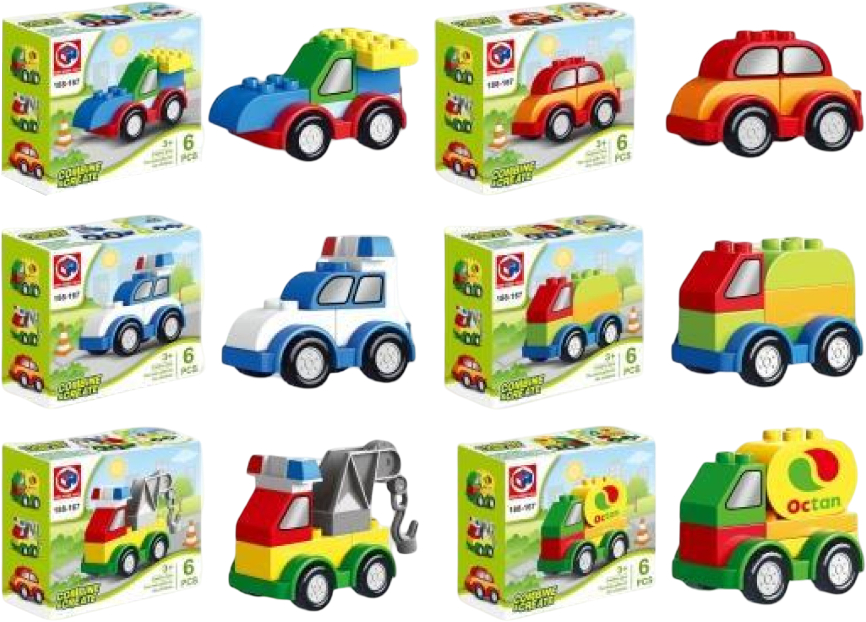 Базовый игровой транспорт для малыша KID'S HOME TOYS Конструктор авто большие детали 6 шт. в ассортименте (188-167) - Фото 1