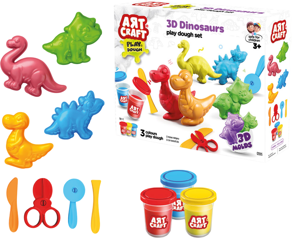 Лепка из теста dede Динозаврики 3-D 168г (03995) - Фото 1