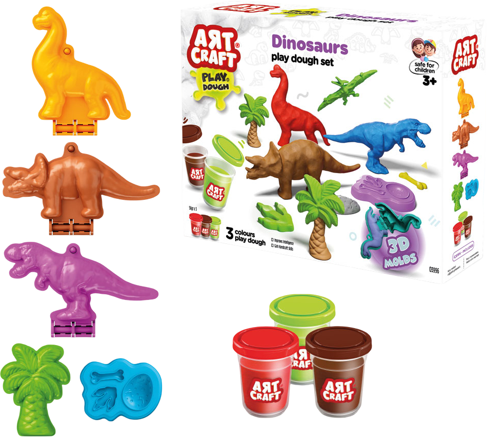 Лепка из теста dede Динозаврики 168г (03996) - Фото 1