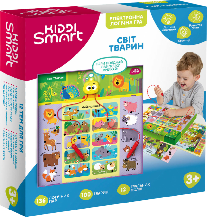 Настольная игра (3-4 года) Kiddi Smart ВИКТОРИНА МИР ЖИВОТНЫХ S2 (157-A-0011-UA) - Фото 1