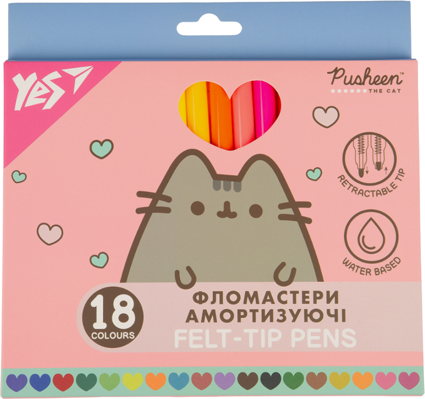 Фломастеры YES Pusheen 18 цветов (650583) - Фото 1