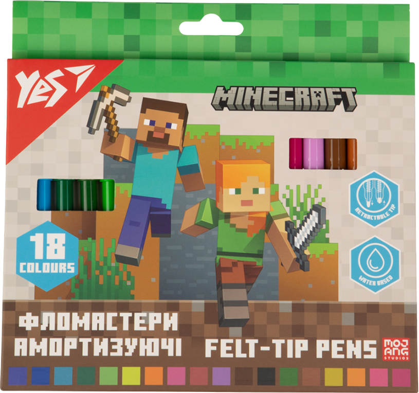 Фломастеры YES Minecraft 18 цветов (650584) - Фото 1
