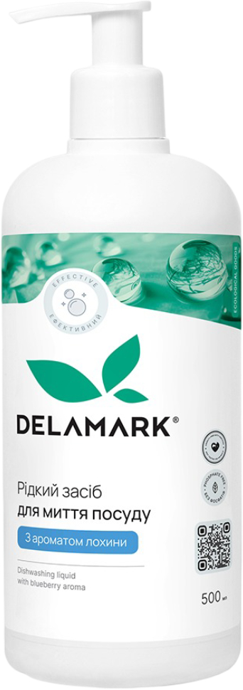Купити Засіб для ручного миття посуду DeLaMark з ароматом лохини 0.5 л (4820152334022) - Фото 1 Засіб для ручного миття посуду DeLaMark з ароматом лохини 0.5 л (4820152334022) - Фото 1
