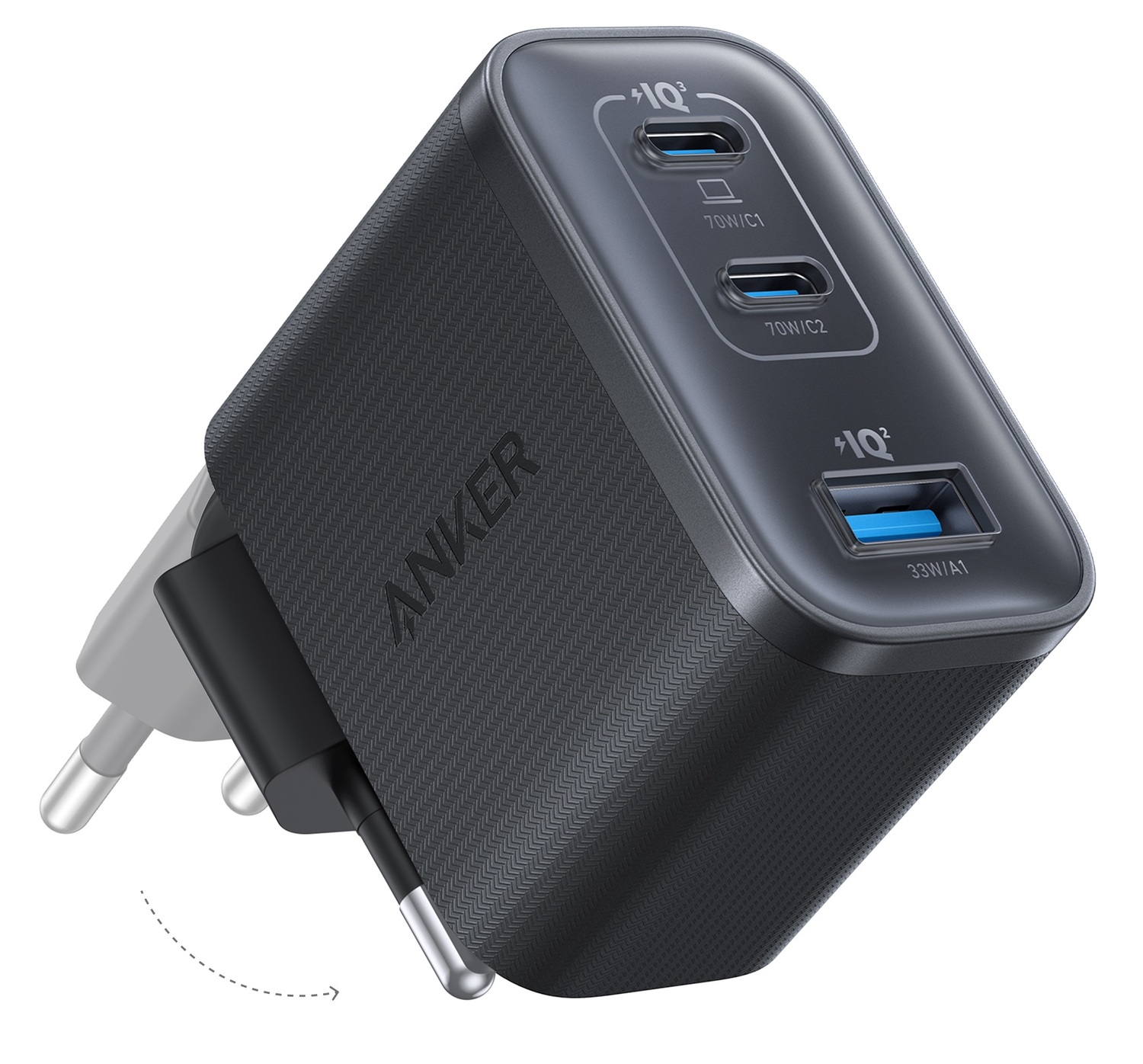 Купити Мережевий зарядний пристрій Anker Charger 70W 2xUSB-C PD & 1xUSB-A Black (A121AL11) - Фото 1 Мережевий зарядний пристрій Anker Charger 70W 2xUSB-C PD & 1xUSB-A Black (A121AL11) - Фото 1