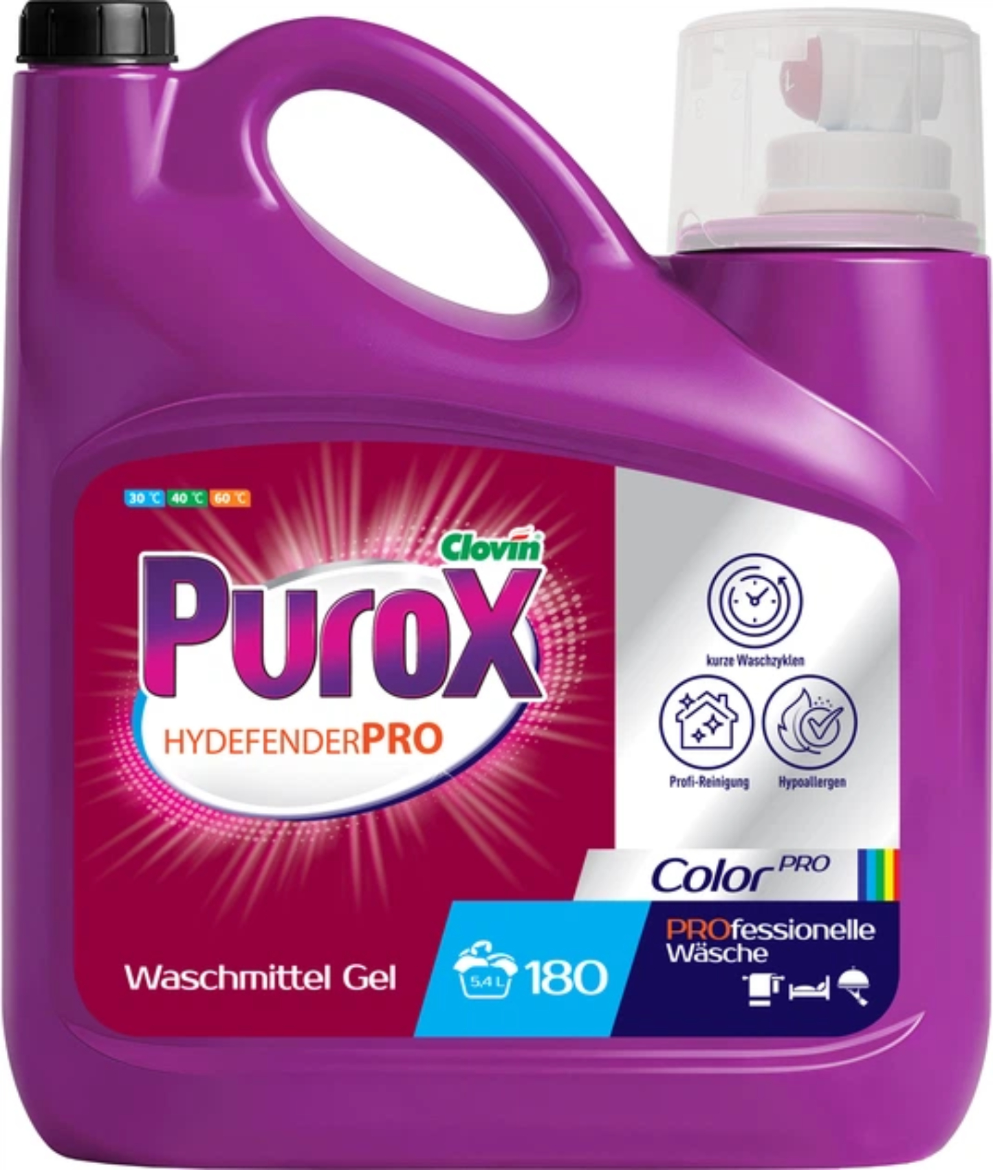 Гель для прання Purox Hydefender Pro Color, 5,4л - Фото 1