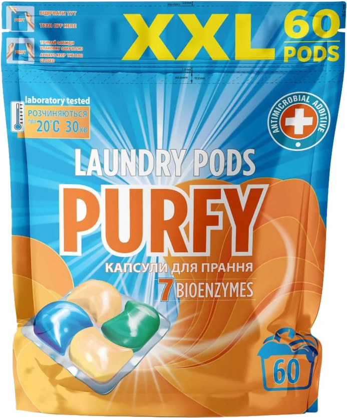 Капсули для прання Purfy 60 шт. 19г (4823107608841) - Фото 1