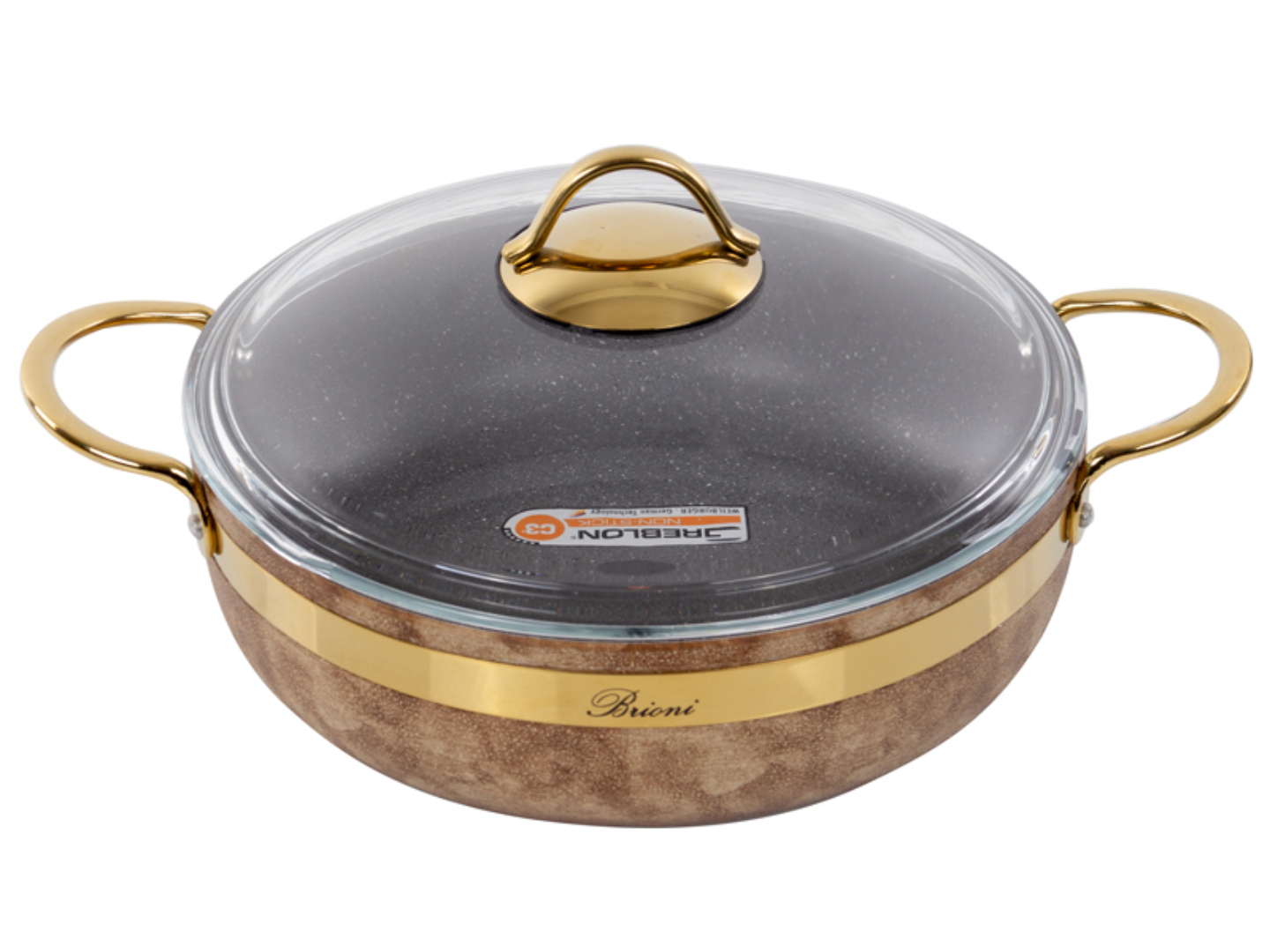 Купити Сотейник Brioni Royal Stone Ti̇gereye Gold 26 см (764-050) - Фото 1 Сотейник Brioni Royal Stone Ti̇gereye Gold 26 см (764-050) - Фото 1