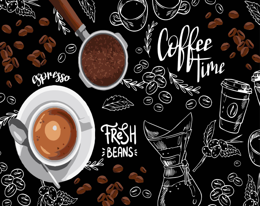 Картина за номерами Strateg Час кави на чорному фоні 40х50 см (AH1172-12) - Фото 1