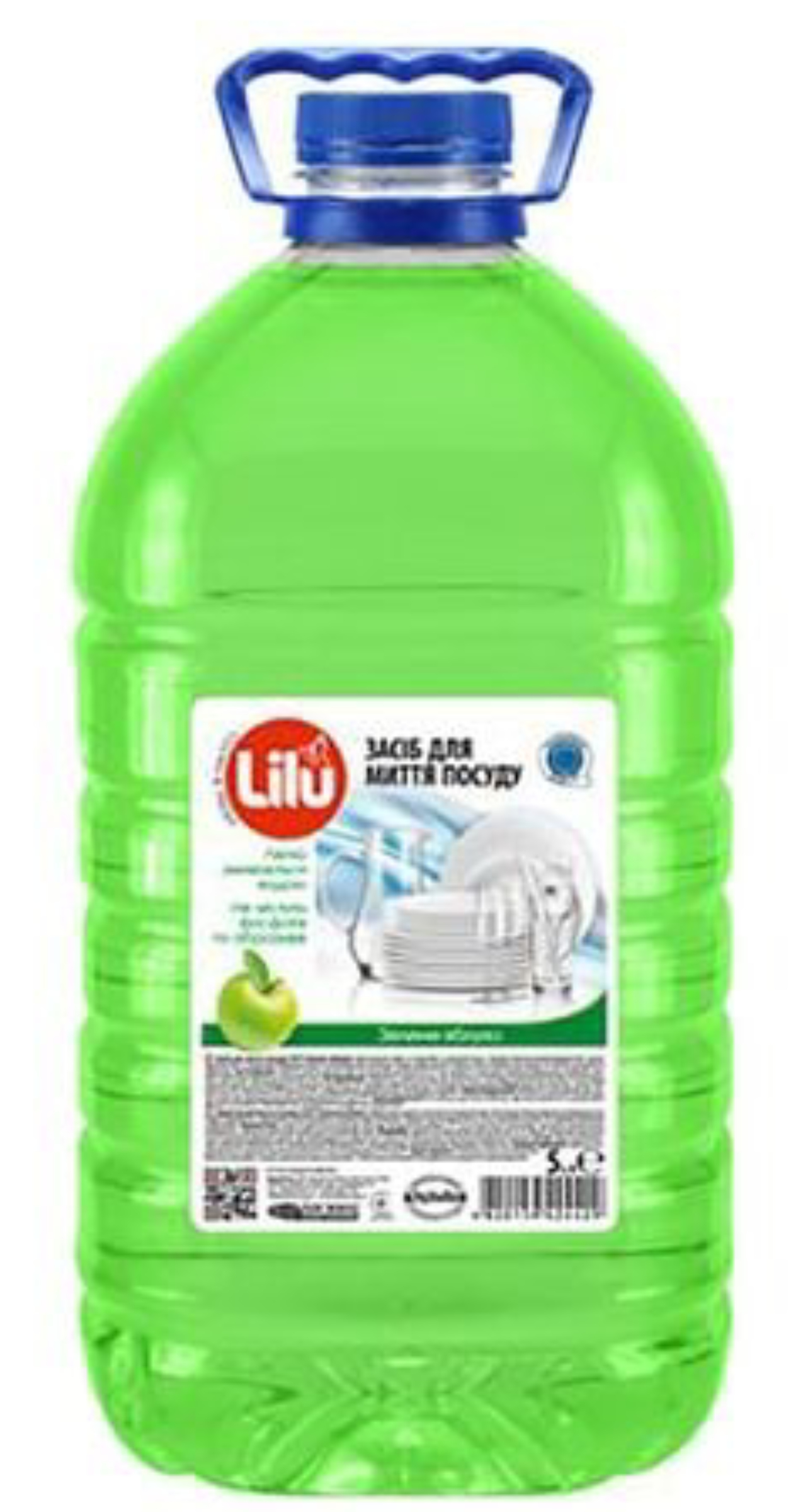 Засіб для ручного миття посуду LILU Зелене яблуко, 5 л - Фото 1