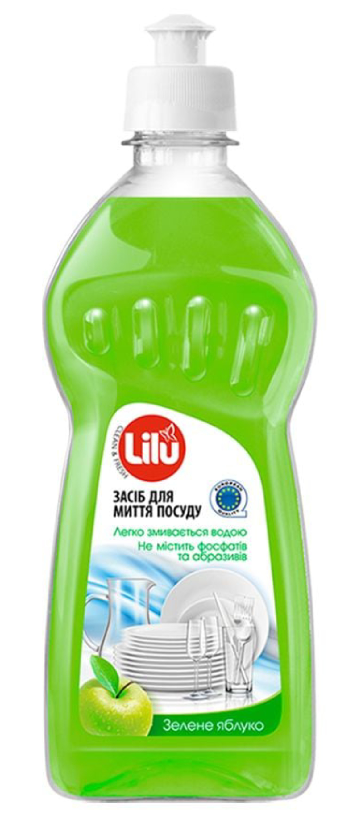 Засіб для ручного миття посуду LILU Зелене яблуко, 500 мл - Фото 1