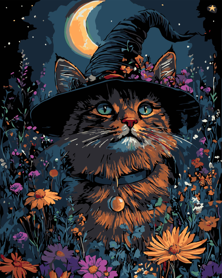 Купить Картина по номерам Strateg Геллоуинский кот на черном фоне 40х50 см (AH1193-17) - Фото 1 Картина по номерам Strateg Геллоуинский кот на черном фоне 40х50 см (AH1193-17) - Фото 1