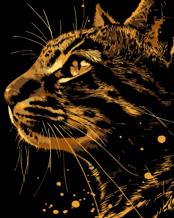 Картина за номерами Strateg Бенгальський кіт на чорному фоні 40х50 см (AH1211-8) - Фото 1