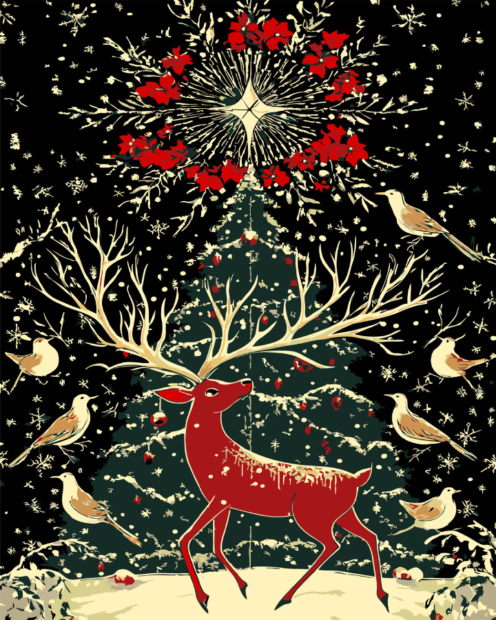 Картина за номерами Strateg Фантастичний олень на чорному фоні 40х50 см (AH1241) - Фото 1