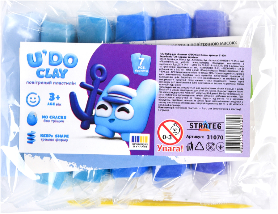 Масса для лепки Strateg U'DOClay: Аква (31070) - Фото 1