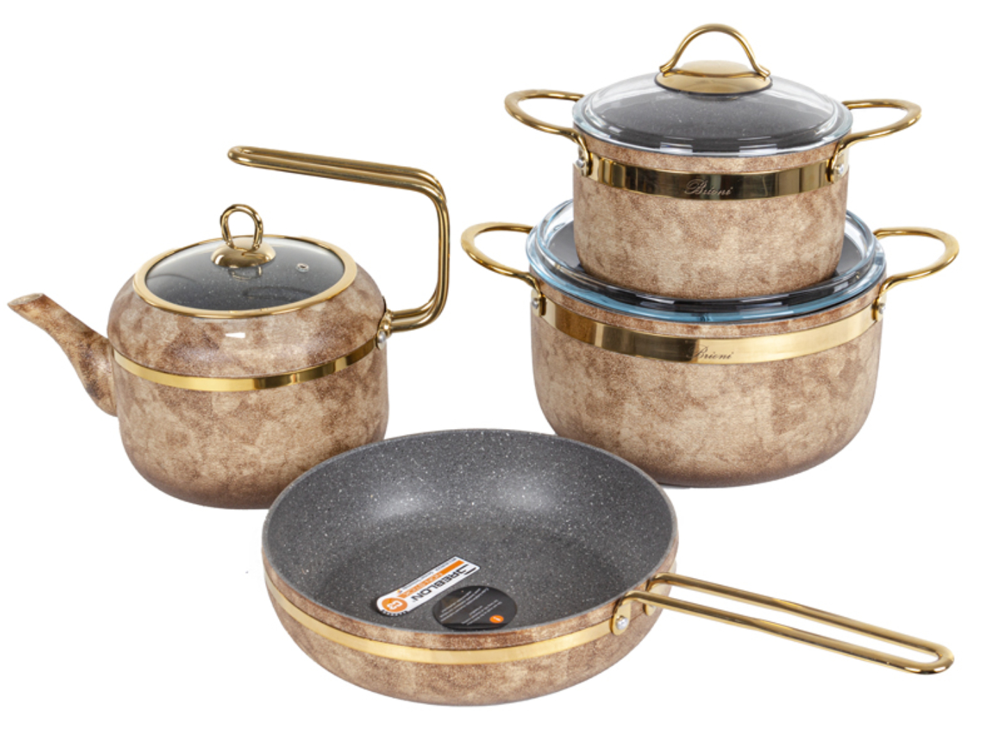 Набор посуды Brioni Royal Stone Ti̇gereye Gold 4 пр. (764-069) - Фото 1