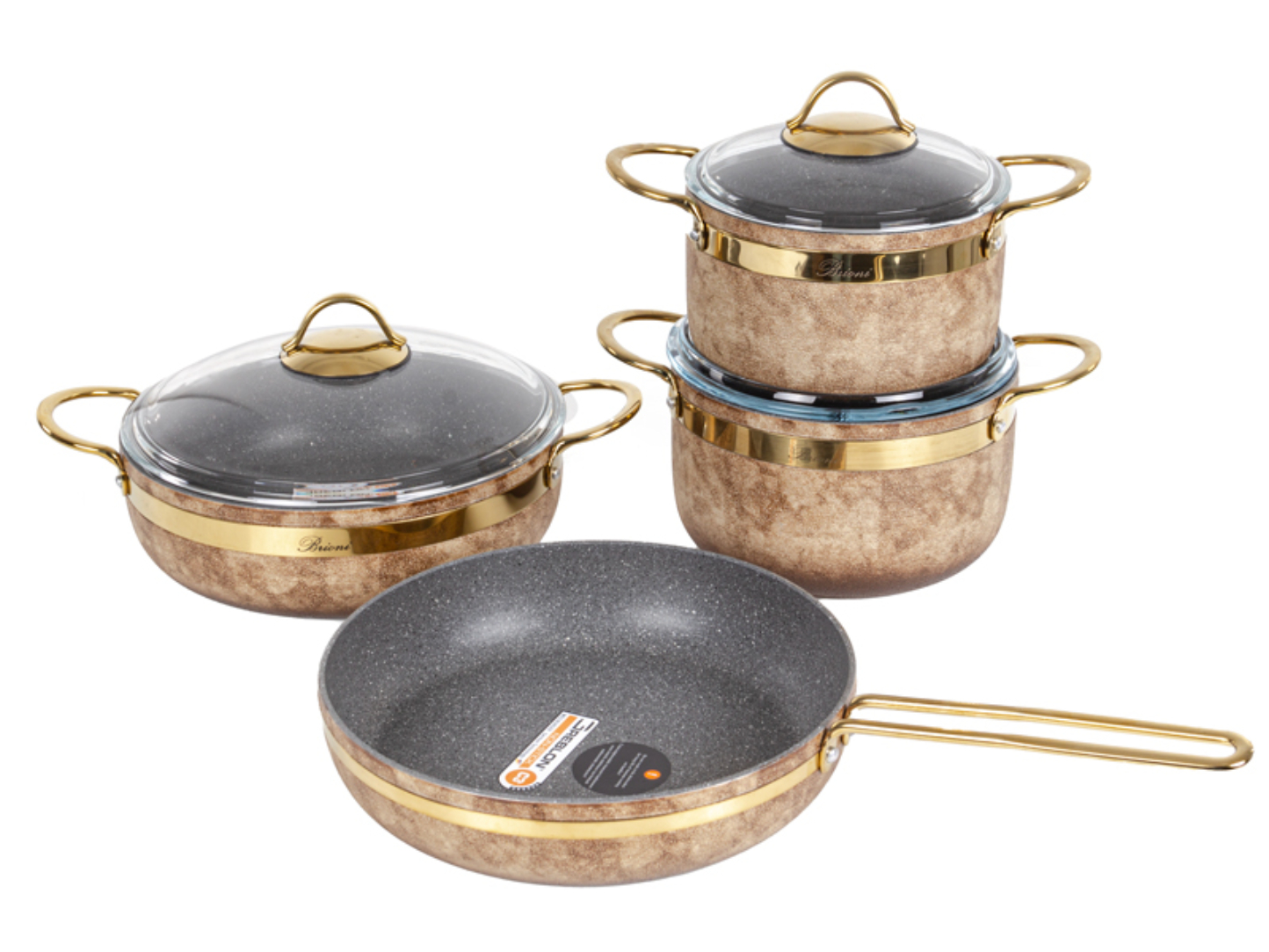 Набор посуды Brioni Royal Stone Ti̇gereye Gold 4 пр. (764-070) - Фото 1