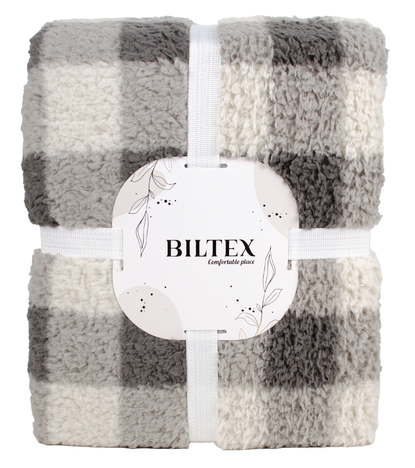 Плед полуторний Biltex шерпа Grid comfort 150х200 (2000998979041) - Фото 1