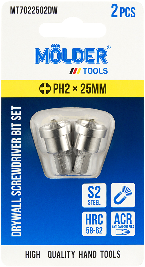 Набор бит для отвертки Molder PH2x25 мм 2 шт. (MT7022502DW) - Фото 1