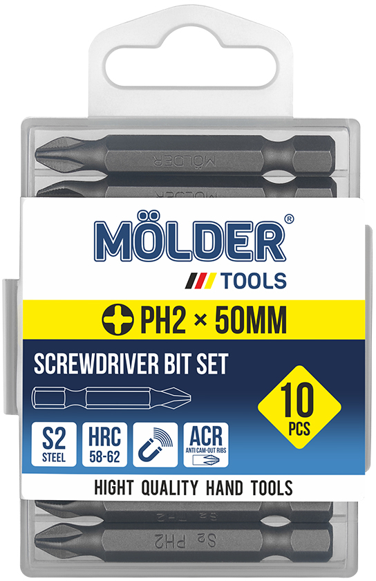 Купити Біта для викрутки Molder PH2x50 мм 10 шт. (MT7025010) - Фото 1 Біта для викрутки Molder PH2x50 мм 10 шт. (MT7025010) - Фото 1