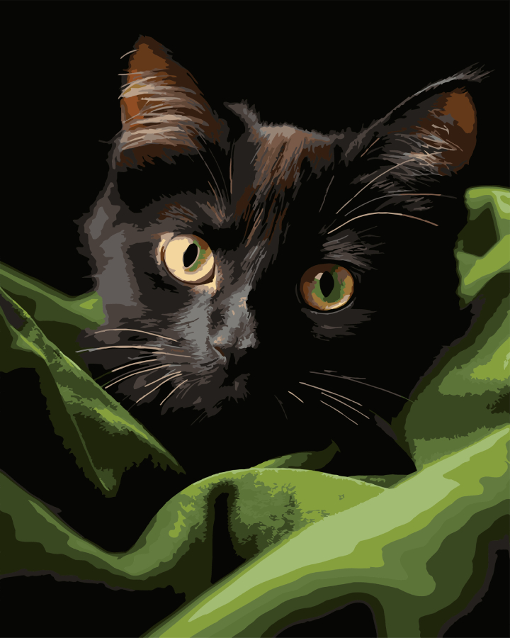 Картина по номерам Strateg Черный маленький котенок 40х50 (AH1282) - Фото 1