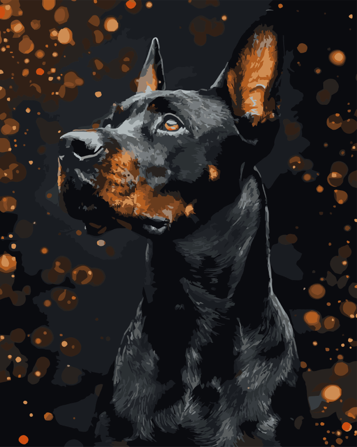 Картина за номерами Strateg Доберман 40х50 (AH1286) - Фото 1