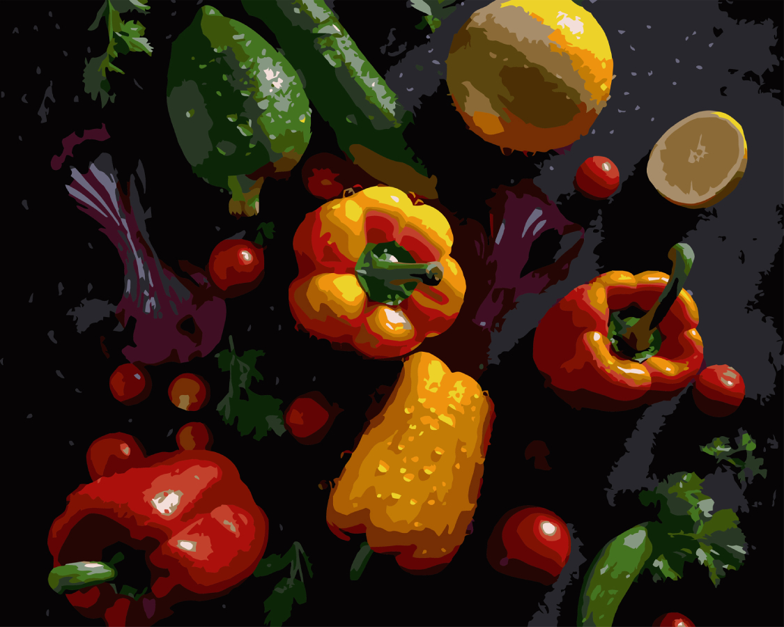 Картина за номерами Strateg Яскраві овочі 40х50 (AH1289) - Фото 1