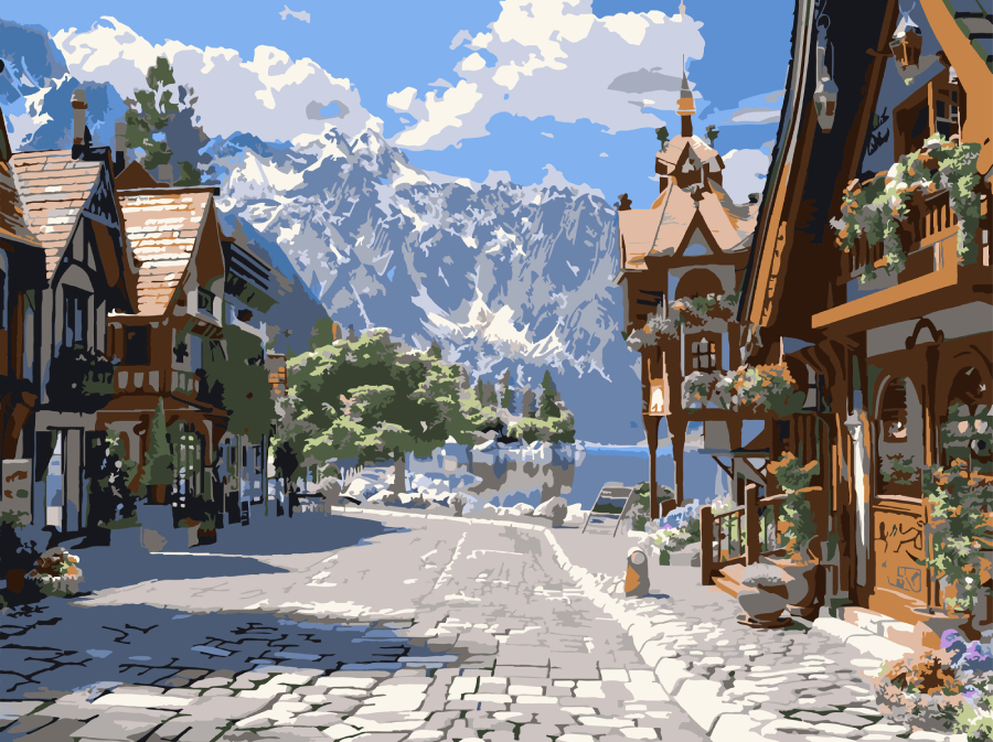 Картина за номерами Strateg Тиха вуличка 30х40 (SS-1249) - Фото 1