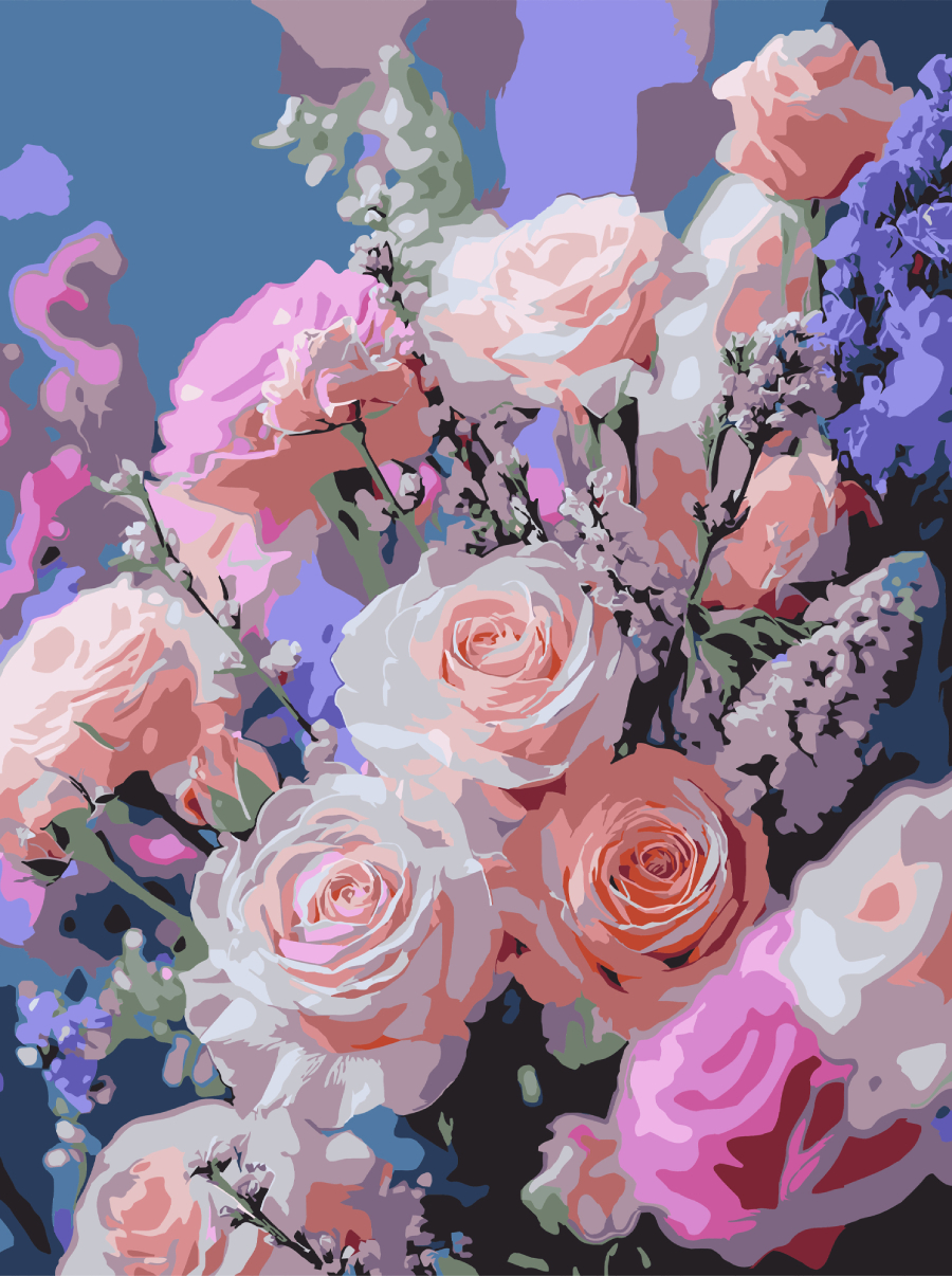 Картина за номерами Strateg Рожеві квіти 30х40 (SS-1296) - Фото 1