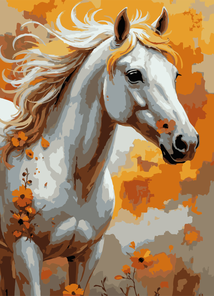 Картина по номерам Strateg Белая лошадь 30х40 (SS-1313) - Фото 1