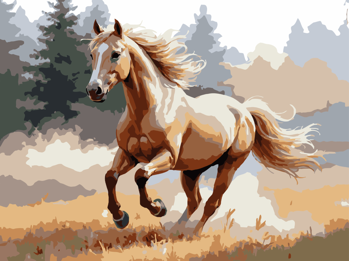 Картина за номерами Strateg Кінь у полі 30х40 (SS-1317) - Фото 1