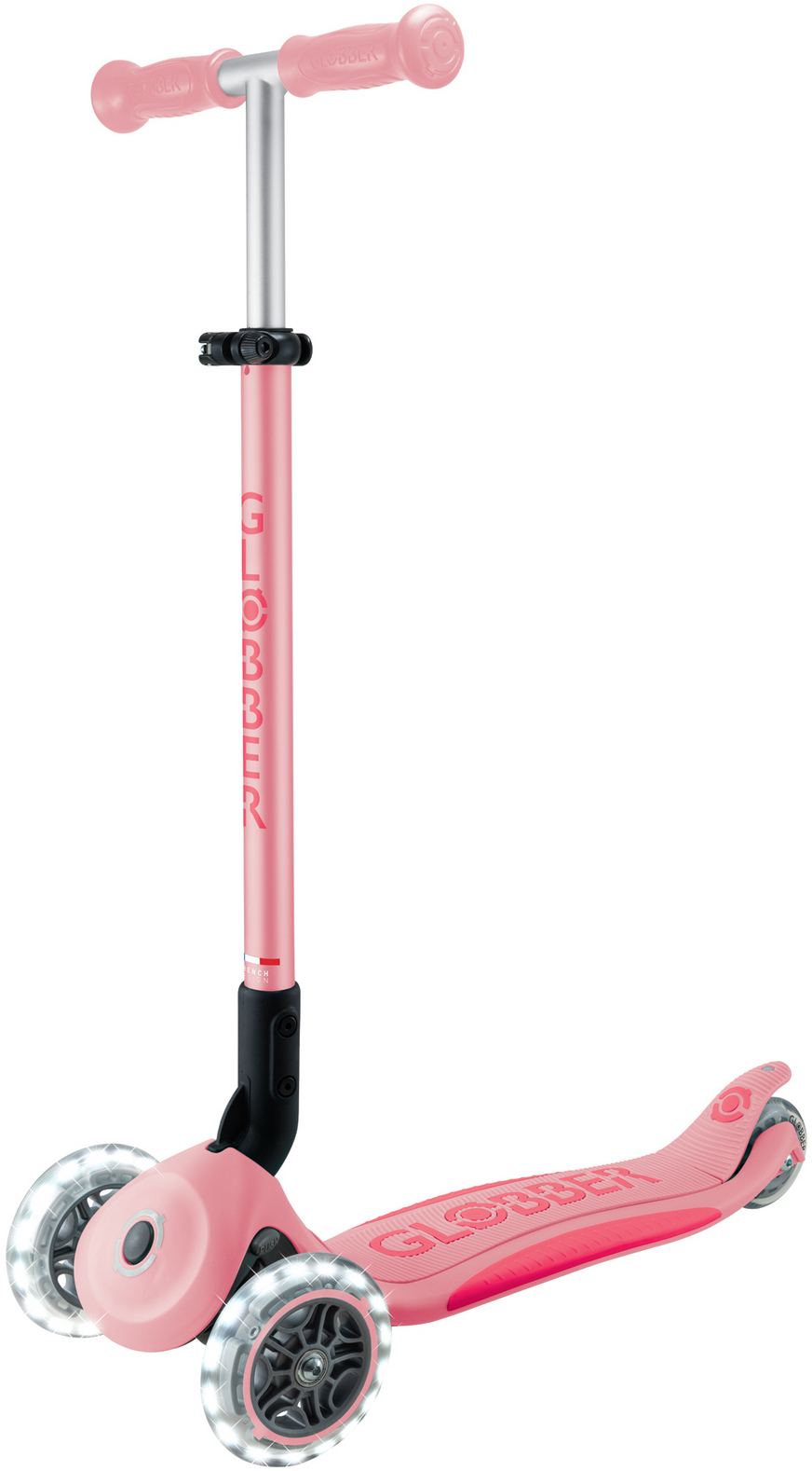 Триколісний самокат Globber ELITE LIGHTS пастельно-рожевий (439-710-3) - Фото 1