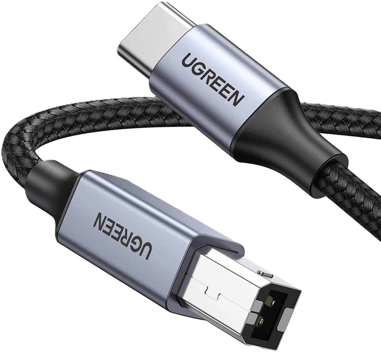 Кабель синхронизации данных UGREEN US370 USB-C to USB-B Printer Cable 1m Black (45034) - Фото 1