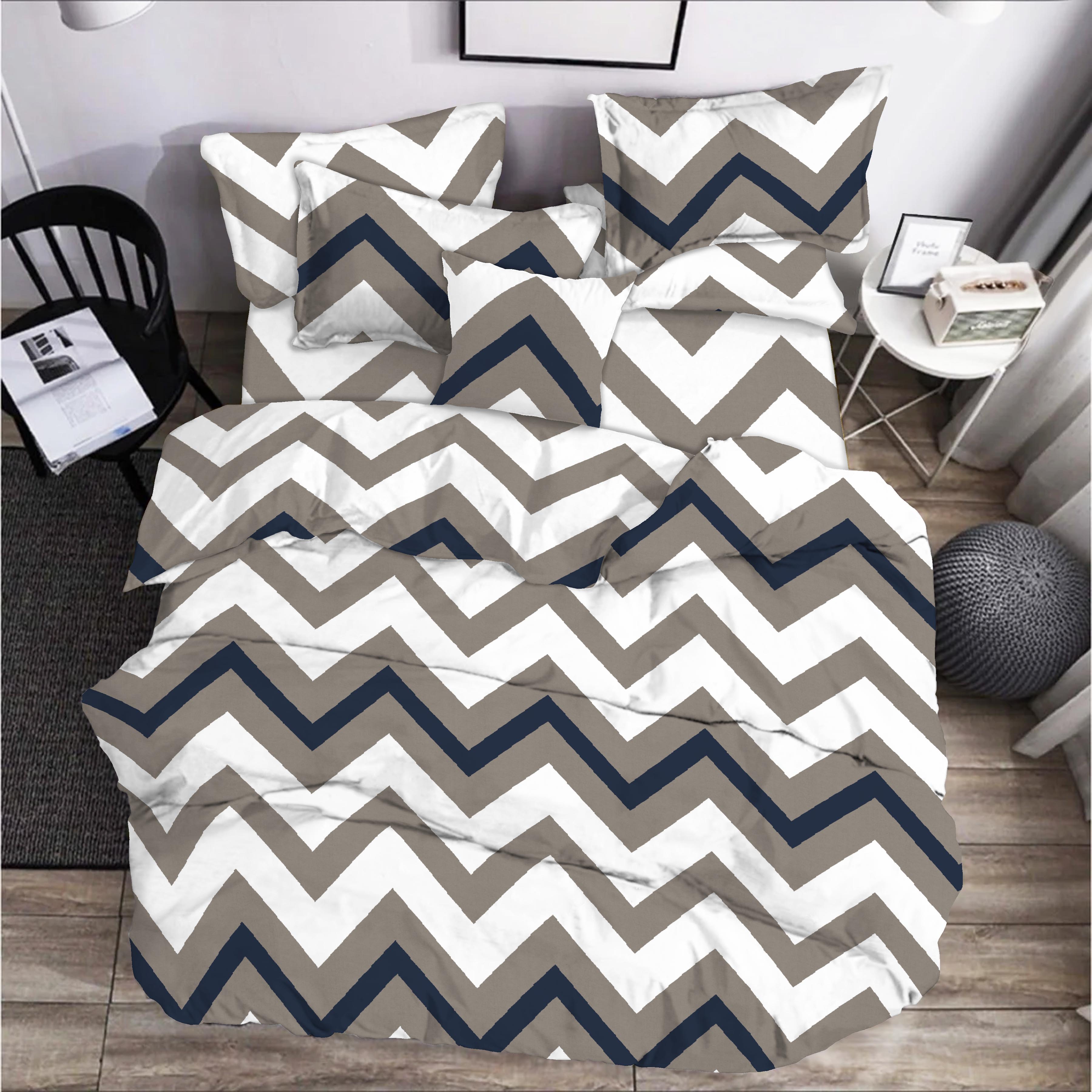 Комплект постельного белья Zastelli ZIGZAG серо-синий бязь 2х145х210 Разноцветный (20441) - Фото 1