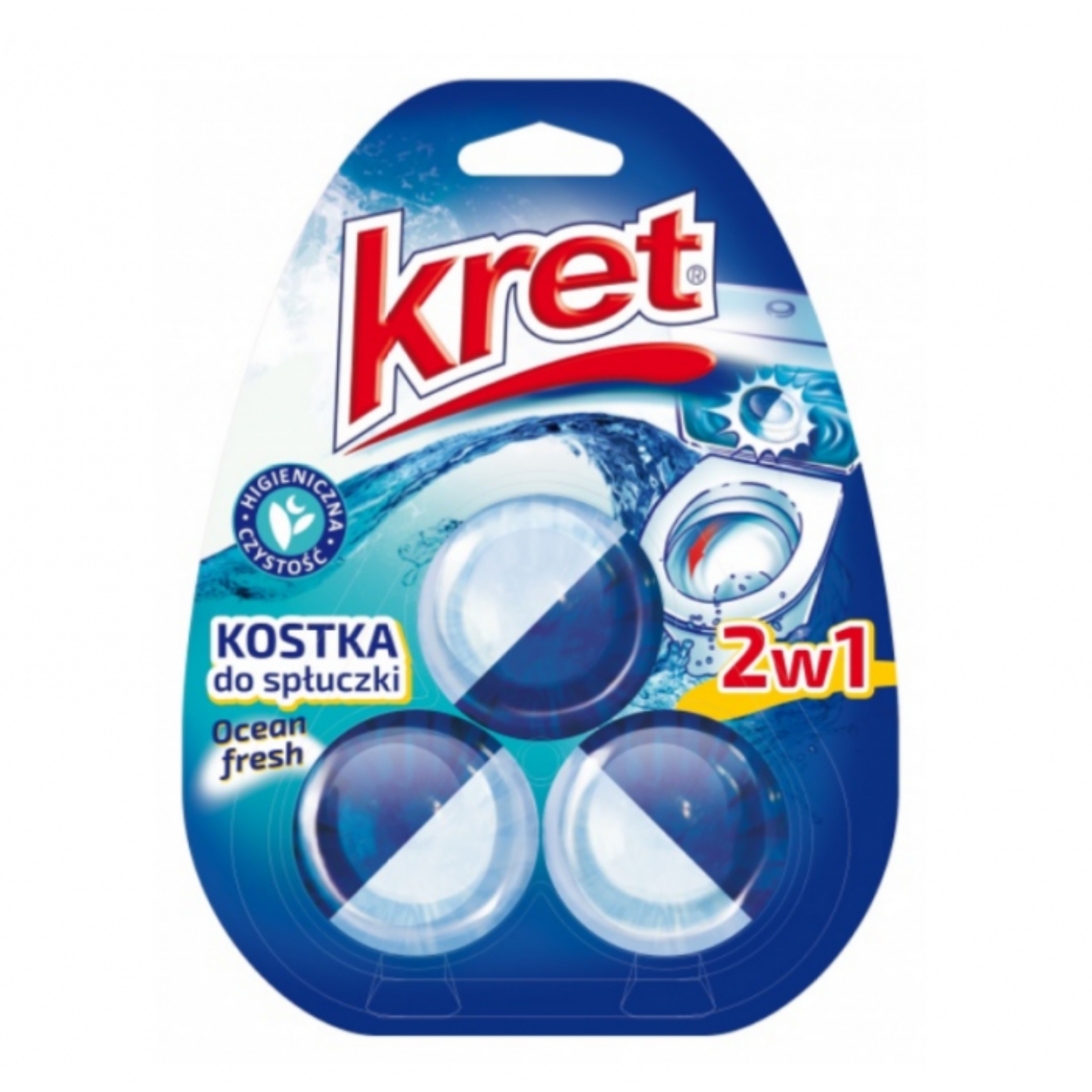 Засіб для чищення унітазу Kret таблетки д/зливного бачка 3*50 OCEAN FRESH (5900931020656) - Фото 1