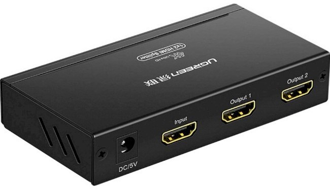 Переходник HDMI UGREEN CM619 HDMI 1x2 Splitter with 5V 2A DC Black (40201EU) - Фото 1