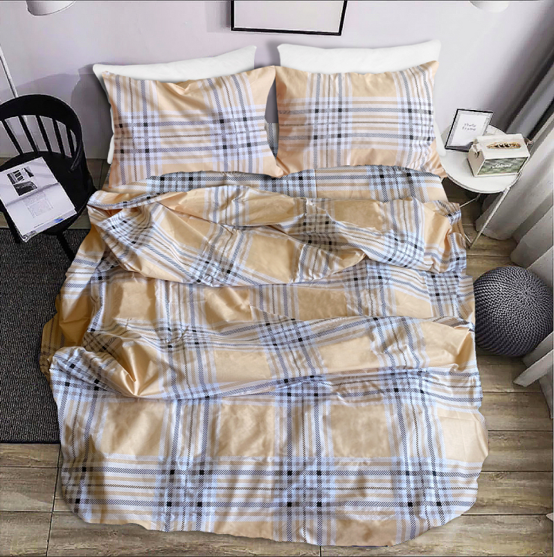 Комплект постільної білизни Zastelli Burberry (шотландська клітинка) бязь 175х210 бежева (20680) - Фото 1