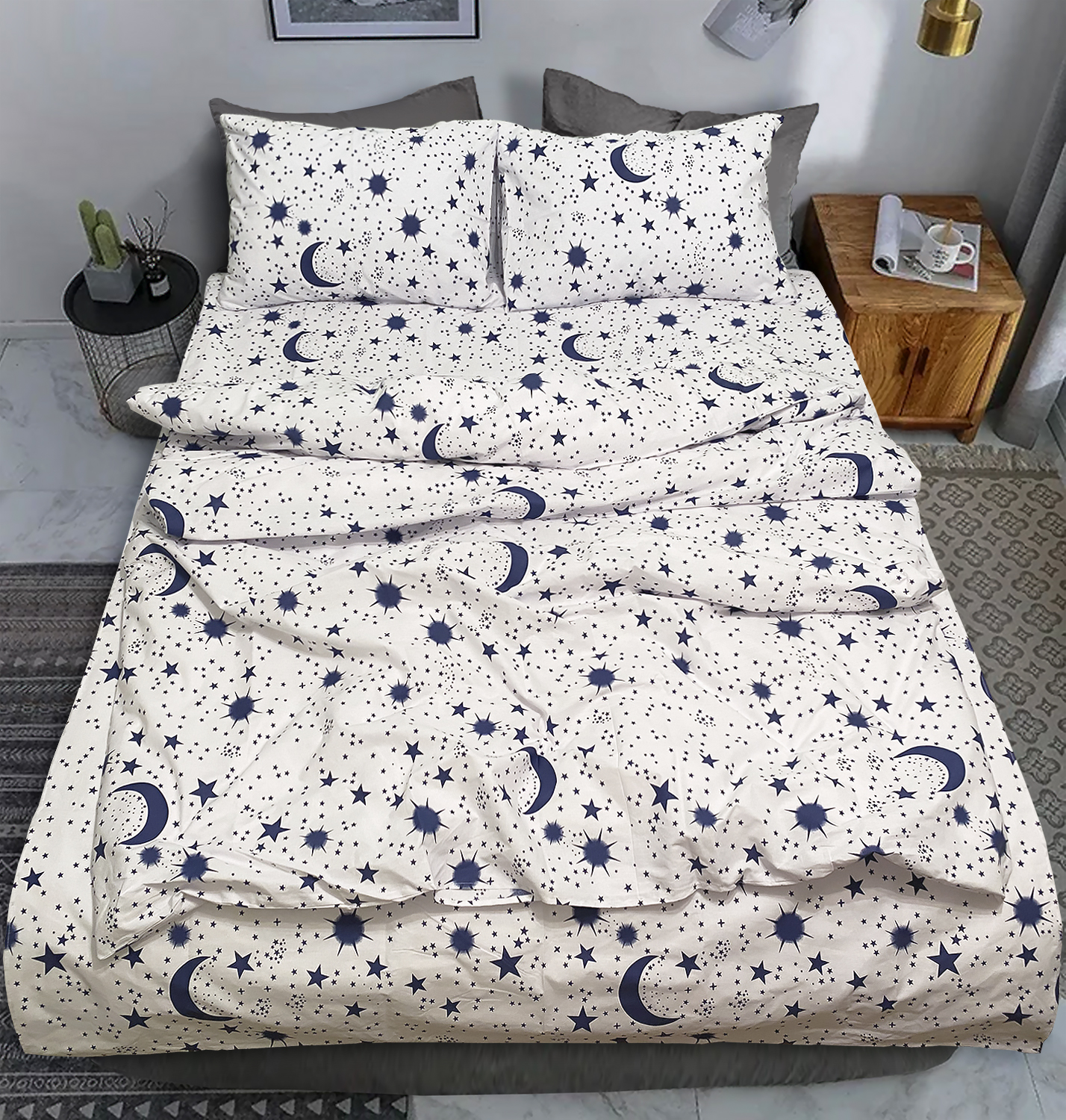 Комплект постельного белья Zastelli Stars on white Звезды на белом небе бязь 145х210 Белый (20802) - Фото 1