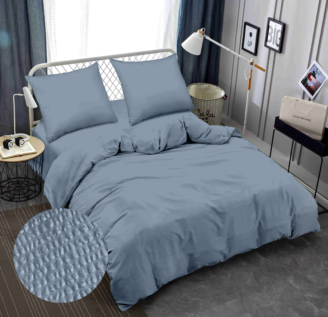 Комплект постельного белья Zastelli GRAY-GRAPHITE жатка 145х210 (20909) - Фото 1