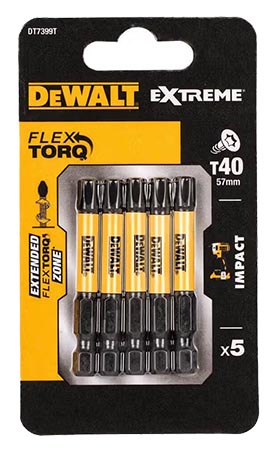 Набор бит для отвертки DeWALT IMPACT TORSION 5 шт. (DT7399T) - Фото 1