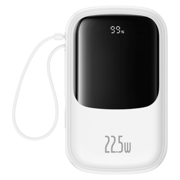 Батарея мобильная Baseus Qpow Pro+ 20000mAh 22,5W,1xLightning,1xUSB-A,1xType-C,with built-in USB-C Cable White (P10067103213-00) - Фото 1